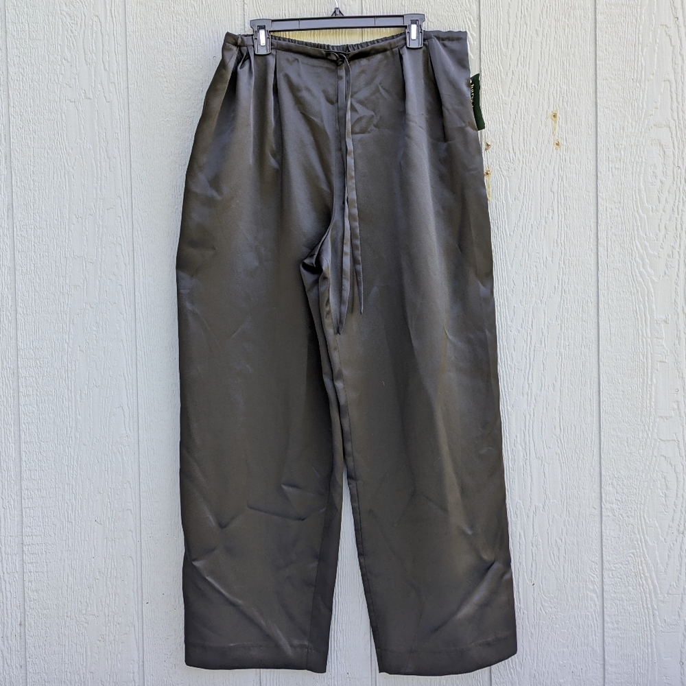 Vintage Harve Benard Wide Leg Satin Drawstring Pants Size 14 Black